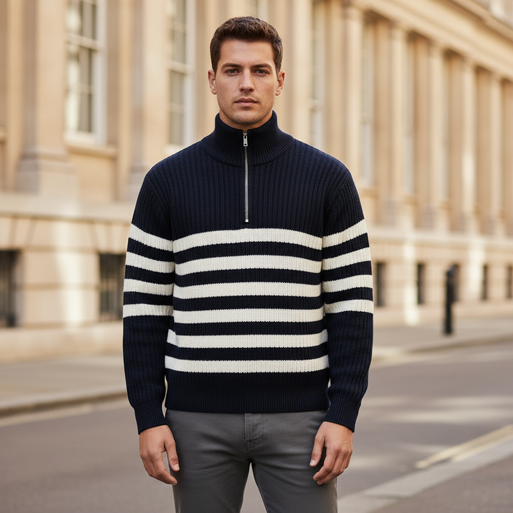 Doria – Men’s Sweater | Rib Knit Half-Zip, Nautical Style 3